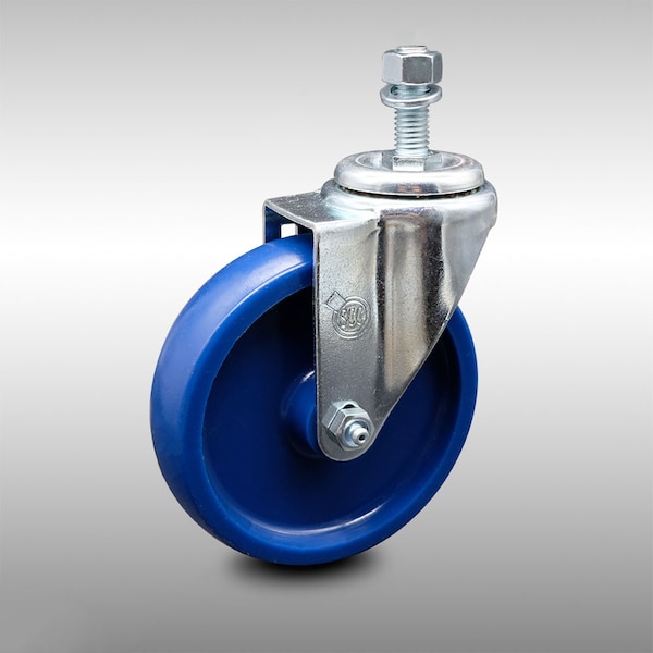 5 Inch SS Solid Polyurethane Wheel Swivel 12mm Threaded Stem Caster SCC